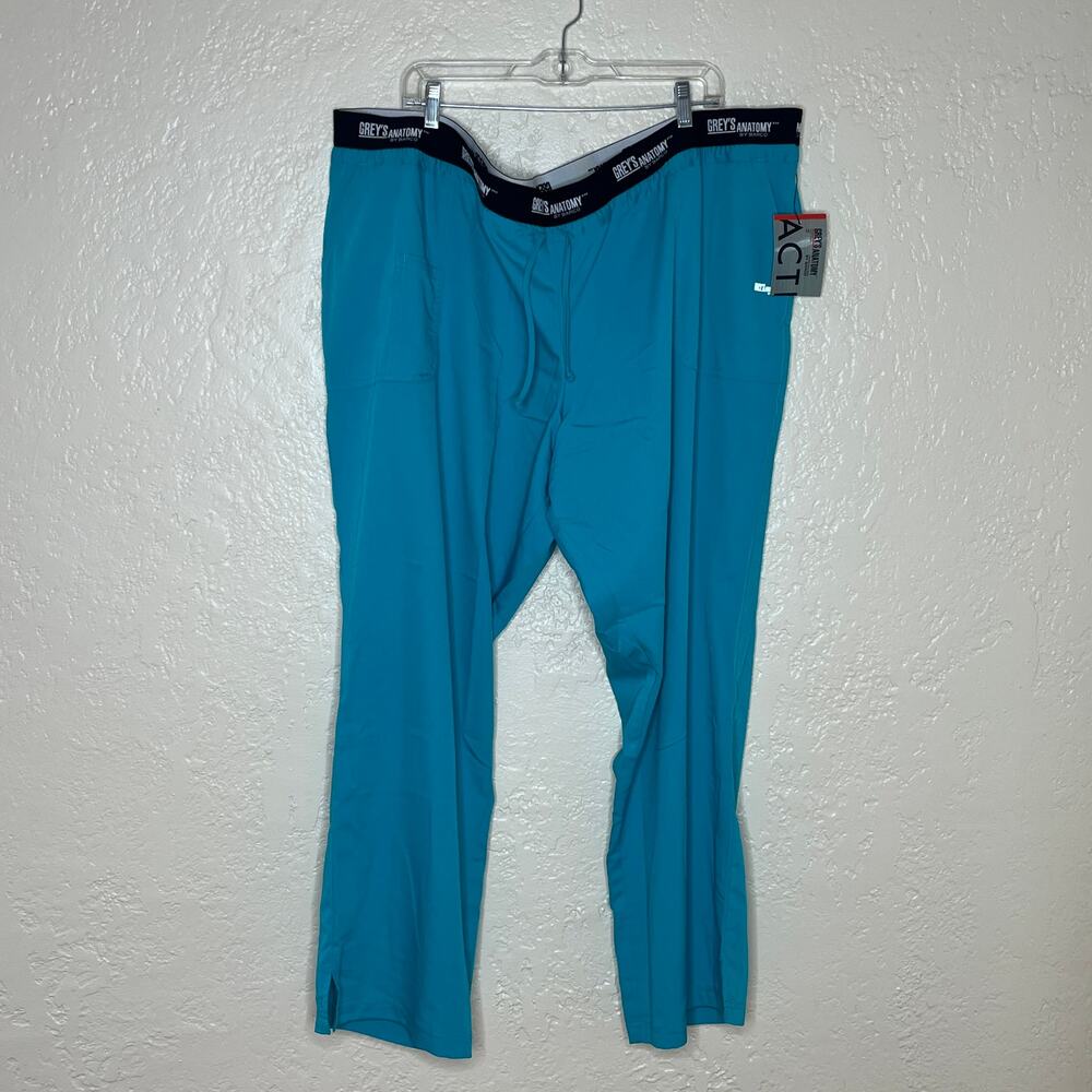 Grey's Anatomy Active Barco Women's Teal‎ Scrub Pants Drawstring Pockets 5XL